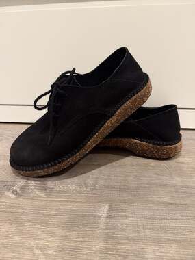 Birkenstock Gary Black Suede Foldable Heel Lace Up Shoes EU 39 US 8 Portugal